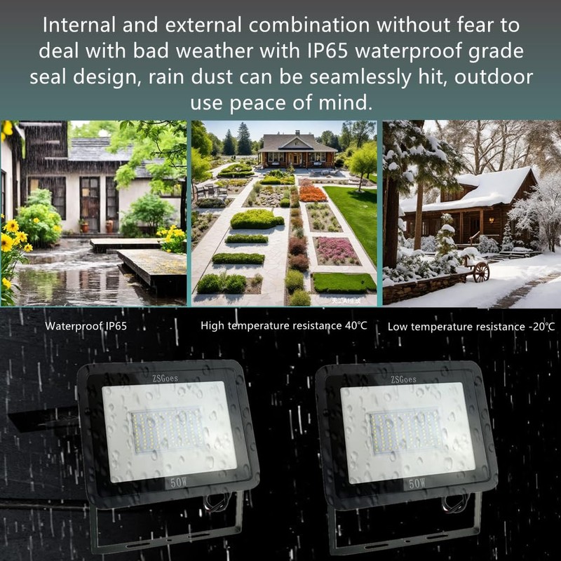 ZSGoes 2 Pack Cool White 50W LED Flood Light Outdoor