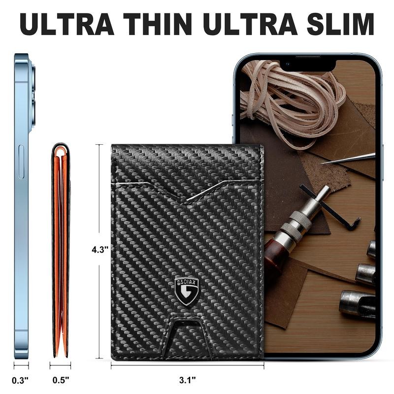 GSOIAX Men's Slim Wallet with RFID Blocking - Color: Black