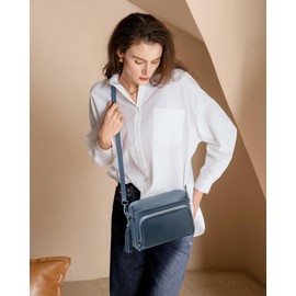 befen Soft Real Leather Small Crossbody Purses for Women, Ladies Anti-Theft Shoulder Bag Handbag Purse with Adjustable Strap & Built in RFID Wallet Light Blue