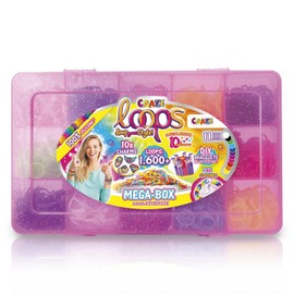 CRAZE loops Mega Box - Loom Bands Set with 1600 Rubber Bands for Crafts & Many Accessories - Make Your Own Necklaces, Rings and Bracelets - Mix of Colours