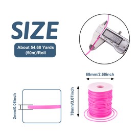 Fashewelry 54.68 Yards 2mm Hollow Pipe Tubing Rubber Cord with 1mm Hole Soft Jewelry Cord Cover Memory Wire for DIY Necklaces Bangle Bracelet Knitting Stitch Holder Substitutes Camellia