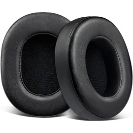 SOULWIT Replacement Earpads for Mpow H7 Bluetooth Headphones, Ear Pads Cushions with Soft Protein Leather, High-Density Memory Foam - Black
