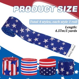 PH PandaHall 18 m American Flag Ribbon Blue White Red Wired Ribbons 6 cm Stars and Stripes Wired Satin Ribbon Independence Day Ribbons for Decoration Bows DIY Craft