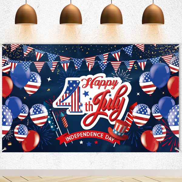 72×44inch Independence Day Banner, Memorial Day Happy 4th of July