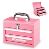 WORKPRO Portable Mini Tool Box 2 Drawers Metal Tool Chest