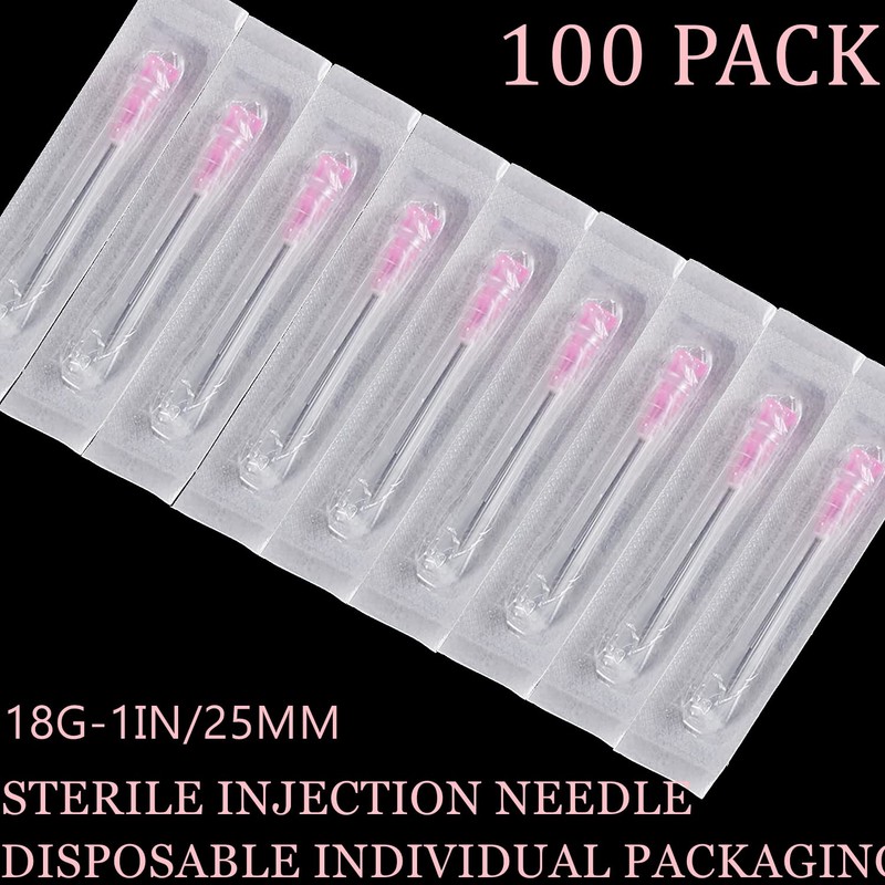 100Pack 18Ga 1Inch/25mm Disposable Dispensing Lab Supplies Individually Sealed Packaging