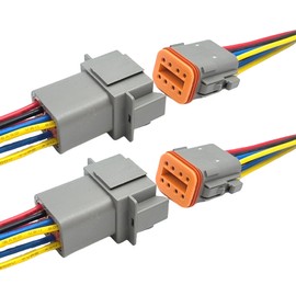 2 Sets DT 8 Pin Car Connector Male & Female with 16AWG Leads for Car/Truck/Boat/LED