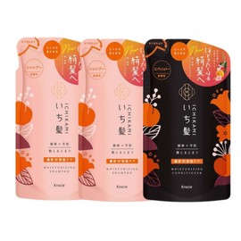 First Hair Kracie Ichikami Moisturizing Hair Care Refill Set, 330 each, for tames dry, frizzy, and unruly hair, 2 Shampoo + 1 Conditioner