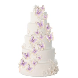 Set of 66 Pack Purple Gold Cupcake Toppers Mixed Size&Colour 3D Butterfly Cake Picks Decorations with Dot Glue and Support Stick for Girl Women Wedding Birthday Party Baby Shower Food Wall Decoration | HSDSH