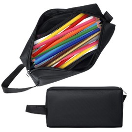 Reaeon Pencil Case, Large Capacity Pencil Pouch, Stationery Organizer Bag for Office College School, Cosmetic Bag For Teens Adults, Black