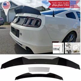 SDeelCase G1 2 Pcs Gloss Black Decklid Gurney flap Wickerbill For 10-14 Mustang GT Spoiler