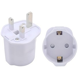 Double Dragon, EU to UK Plug Adapter – European 2-Pin to 3-Pin UK Travel Adaptor – Schuko Converter for France, Germany, Spain, Italy to British Plug – BS1363 Certified, 13A Fused, White (1 Pack)