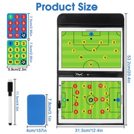 CS COSDDI Coaches Tactics Board Football Coach Board Professional Tactical Board with Pens, Eraser, Magnets, Ideal for Tactics and Game Adjustments