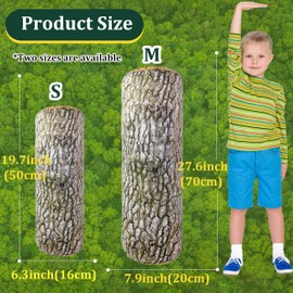 27"×7" Wood Log Pillow Decorative Pillow Extra Large, Log Cabin Decor Long Round Fun Throw Pillows 3D Print, Forest Woodland Nursery Tree Stump Therian Decor for Bed Couch Room, White (M)