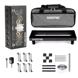 Ghost Fire Guitar Pedal Board Aluminum Alloy 0.8lb Super light Effect Pedalboard13.7''x5.5'' with Carry Bag,SPL-01 and Power Supply GS6