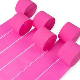 PartyWoo Crepe Paper Streamers 6 Rolls 492ft, Pack of Hot Pink Party Streamers Party Decorations, Crepe Paper for Birthday Decorations, Party Decorations, Wedding Decorations (1.8 in x 82 Ft/Roll)