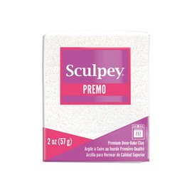 Sculpey Premo™ Polymer Oven-Bake Clay, Frost White Glitter, Non Toxic, 2 oz. bar, Great for jewelry making, holiday, DIY, mixed media and more. Premium clay perfect for clayers and artists.