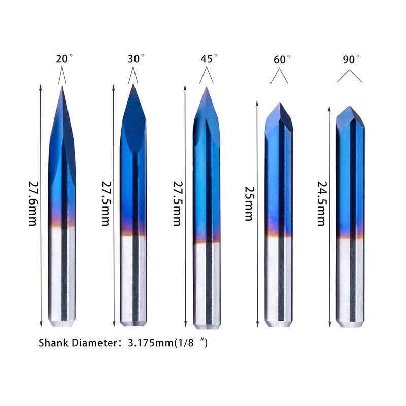 1/8” Shank CNC Router Bits Kit for All Purpose, Triangular