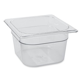 Rubbermaid Commercial Products Cold Food Insert Pan for Restaurants/Kitchens/Cafeterias, 1/6 Size, 4 Inches Deep, Clear (FG105P00CLR)