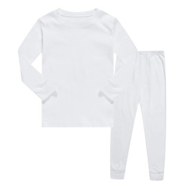 Family Feeling Boys Girls Kids Pajamas Solid Colors 2 Piece Pajama Long Sleeve Pyjamas Set Cotton Toddler White Size 3T