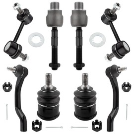 BOXI (Set of 8) Front Sway Bar End Links + Lower Ball Joints + Inner & Outer Tie Rod Ends Fit for Honda Accord 2008 2009 2010 2011 2012 | Replace K90456 K90457 K500081 ES800459 ES800460 EV800461