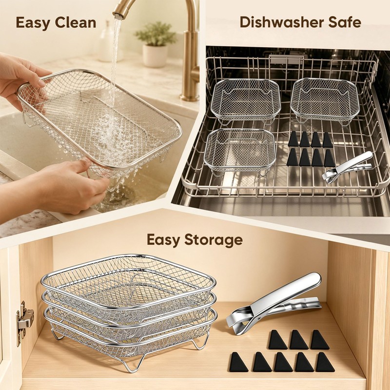 Homikit Air Fryer Rack, 3Pcs Stainless Steel Air Fryer Accessories,