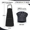 1 x black and white striped apron, 1 x chef's
