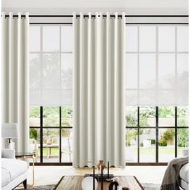 120 Inches Extra Long Curtains for Living Room 2 Panels Grommet Darkening Insulated Thermal 90% Blackout Drapery Tall Ceiling Curtain for Large Big Window Treatments Ideas Drapes,Cream/Off White/Ivory