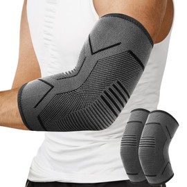 TOVIKI 2 Pack Elbow Support for Men & Women, Elbow Brace Compression Sleeves Support for Tendonitis, Arthritis - Tennis Elbow Support Strap, Golfers Elbow Support, Elbow Sleeves for Weightlifting (L)