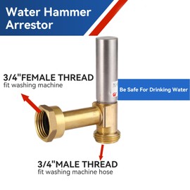 GUOFIS 10Pack Angle Water Hammer Arrestor for Washing Machine,Stainless Steel Laundry Washer Box Fittings,3/4 Inch Swivel FHT x 3/4 Inch MHT Reduce Noise Water Hammers Arrestors