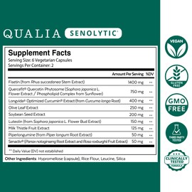 Qualia Senolytic Supplement, Fisetin, Quercetin, Piperlongumine & More, Aging Supplement That Supports Optimal Cell Repair & Rejuvenation, Naturally Eliminate Zombie Cells, Capsules, 2 Box