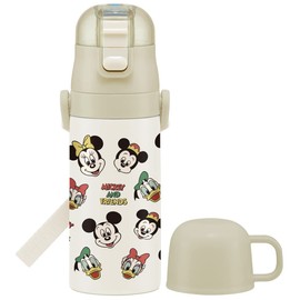 Skater SKDC3-A Children's Stainless Steel Water Bottle, 2-Way Direct Drinking, 14.2 fl oz (420 ml), Cup Drinking, 11.8 fl oz (350 ml), Mickey & Friends Cooking, Lightweight Type, For Girls, Boys,