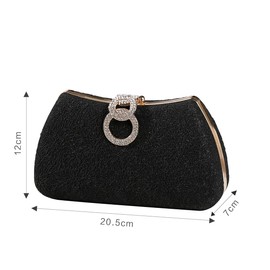 Dreubea Women's Fashion Evening Bag Rhinestone Decrated Clutch Handbag with Chain, Black