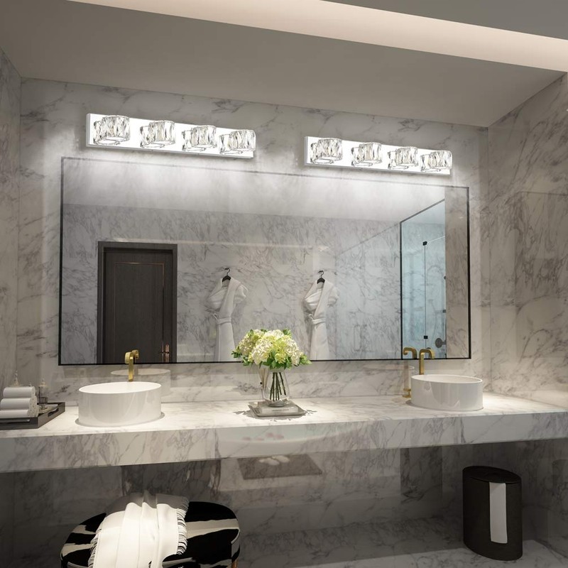 Aipsun 4 Lights Crystal Vanity Lights Over Mirror Modern Vanity