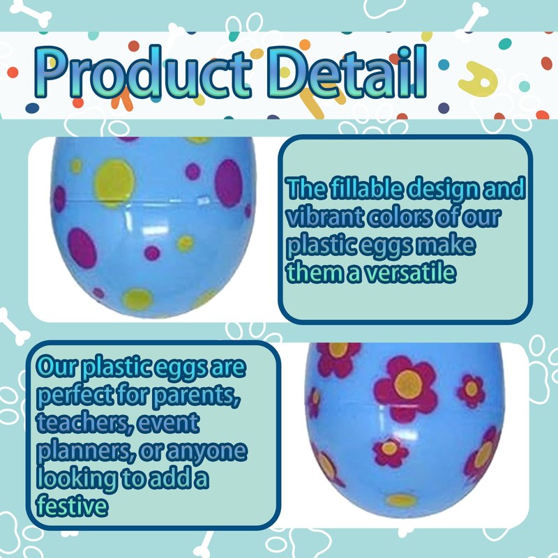 KSVFTB Plastic Eggs 12 Pcs Pattern Printed Easter Eggs, Empty