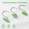 12PCS Leaves Shower Curtain Hooks, Green Plant Leaves Decorative Shower