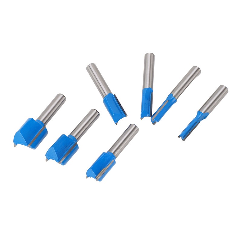 7 Pcs Straight Router Bit 8mm Shank Double Flute Wood