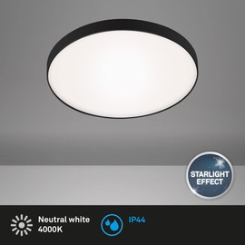 BRILONER Leuchten 3351-015 LED Ceiling Light Bathroom Lamp IP44 13 Watt 1,200 Lumen 4,000 Kelvin White / Black 28.5 cm