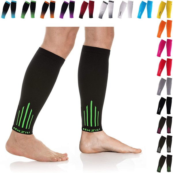 NEWZILL Compression Calf Sleeves (20-30mmHg) for Men & Women - Perfect Option to Our Compression Socks - For Running, Shin Splint, Medical, Travel, Nursing, Cycling (S/M, Green)