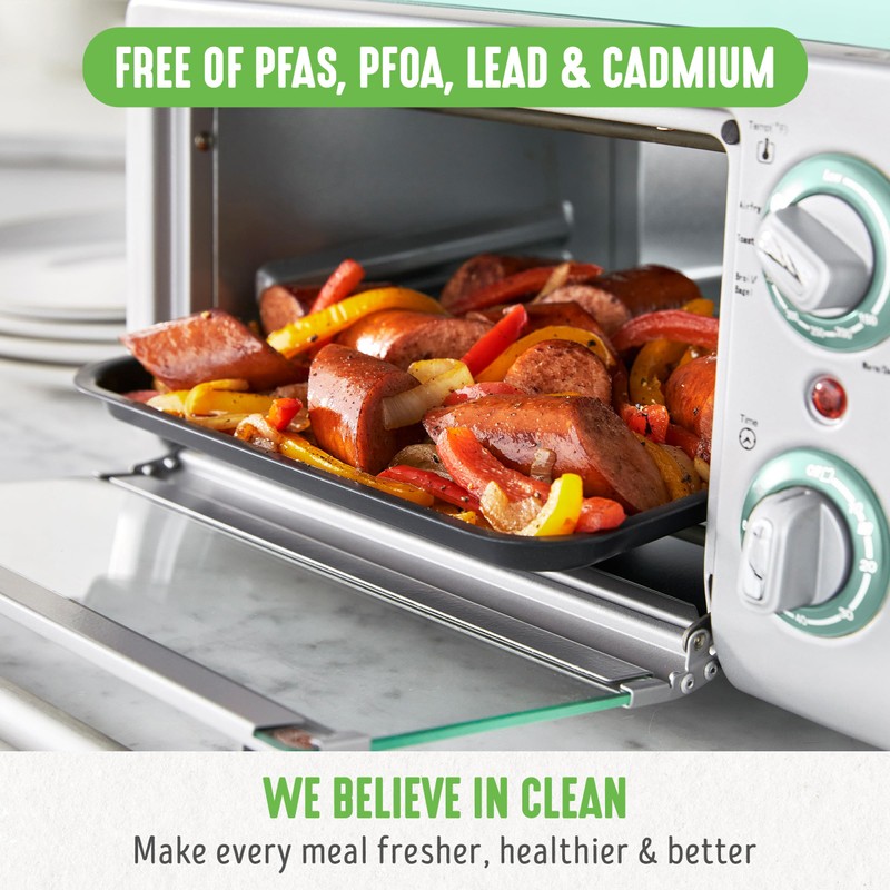 GreenLife Countertop Toaster Oven Air Fryer Stainless Steel, Healthy Ceramic