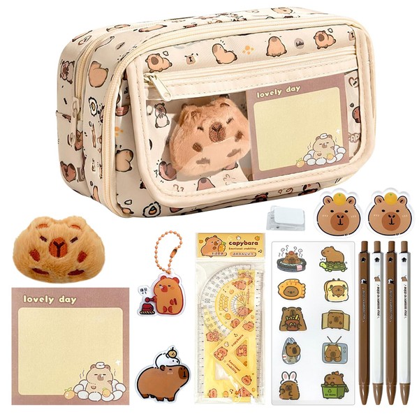 Capybara Pencil Case with 9 Compartments, Capybara Makeup Bag, Pencil