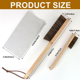 yeloumiss 2PCS Horsehair Silver Brush with Polishing Cloth Horsehair Detailing Cleaning Brushes Cleaning Brush Set for Silverware Jewelry Plateware