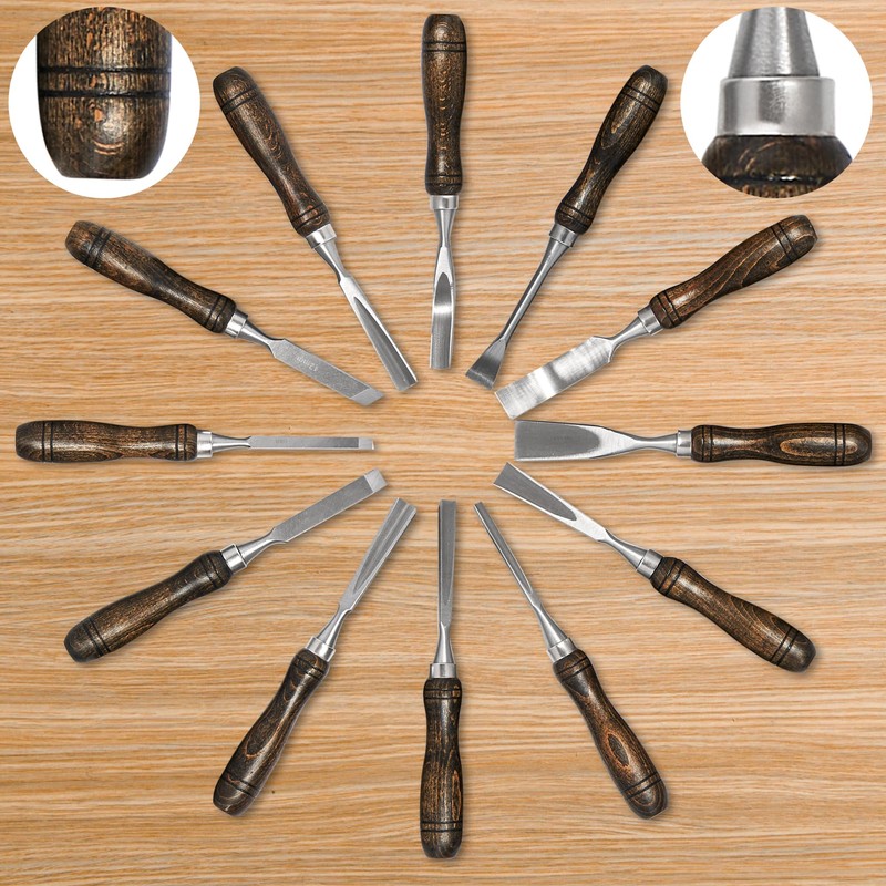 SELFIE CAT 12 Piece Wood Chisel Set for Woodworking Tools