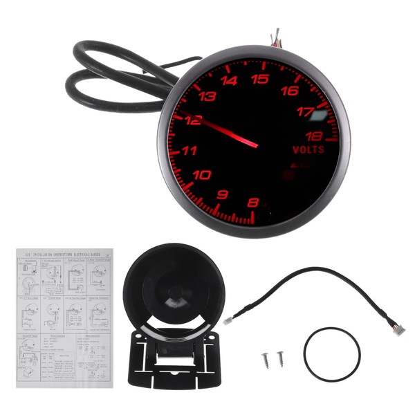 VekAuto 2.5" 60mm DC 12V Voltage Gauge White Orange Light