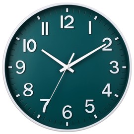 HZDHCLH Radio-Controlled Clock 30 cm Large Dial Wall Clock Silent Suitable for School Home Wall Decoration (Dark Green)