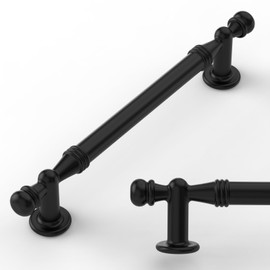 Amerdeco 10 Pack Matte Black Cabinet Pulls 5 Inch(128mm) Hole Center Drawer Pulls Cabinet Hardware Kitchen Cabinet Handles for Bathroom ZH0083