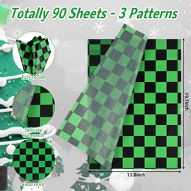 90 Sheets 20 * 14 Inches Christmas Buffalo Plaid Tissue Paper for Gift Wrapping, Green Red Black Checkers Pattern Tissue Paper for Gift Bags for New Year Winter Holidays Racing Car Party Crafts
