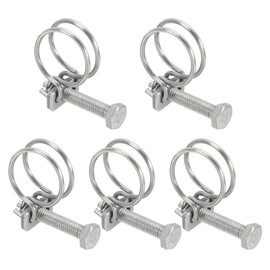 PATIKIL 19-23mm Adjustable Double Wire Hose Clamp, 5 Pcs 304 Stainless Steel Wire Hose Clips Pipe Tube Clamps for Dust Collection Rubber PVC Pool Pump Hose