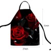 afidomu Kitchen Cooking Apron Red Rose Flower Floral Black Apron