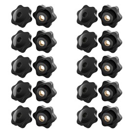 SHULLIN Pack of 20 Star Grip Nuts M5 Clamping Knob Star Handle Knurled Nut Black Plastic Grip Nuts Knurled Grip Nuts M5 × 25 mm Star Head for Mechanical Industry Electronic Devices